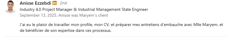 Recommandation de Anisse Ezzebdi - Industry 4.0 Project Manager